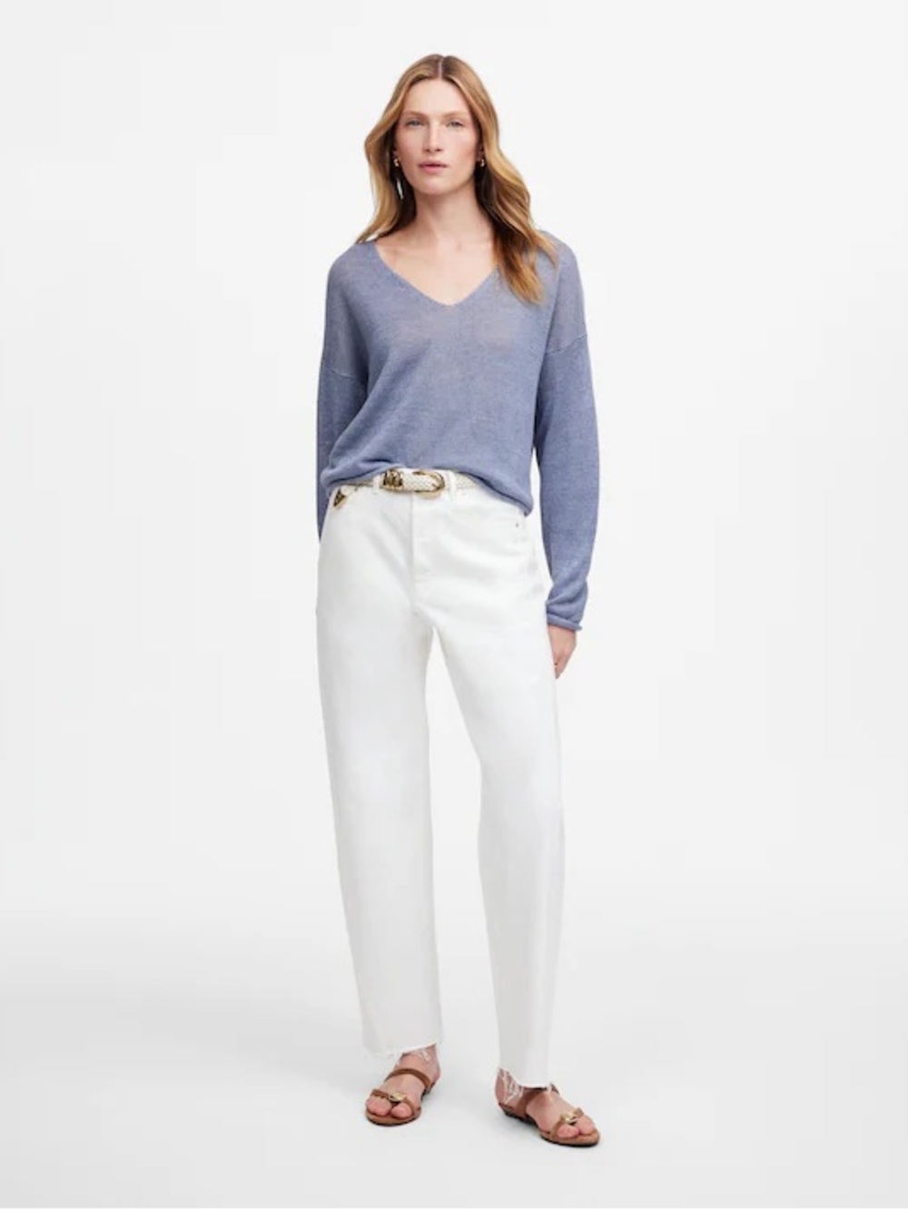 Madewell Pieced Barrel Leg Jeans in Tile White Women’s Size 29 NEW